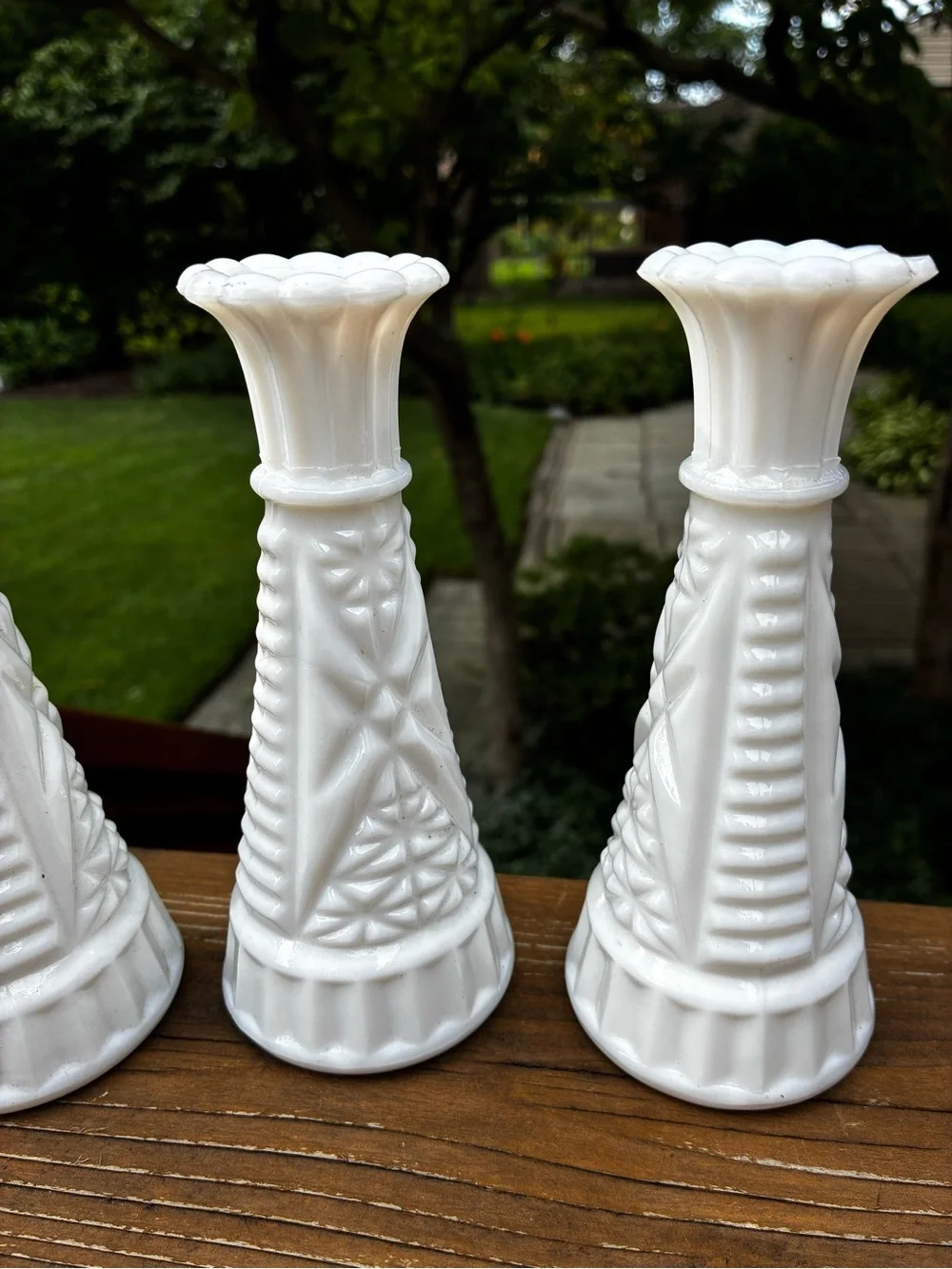 White Decorative Milk Glass Bud Vases )set of 4)